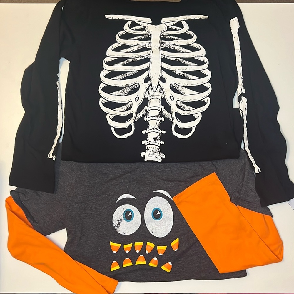 Halloween Theme - Long Sleeve 2-Pack Boys Tees - Glow in the Dark